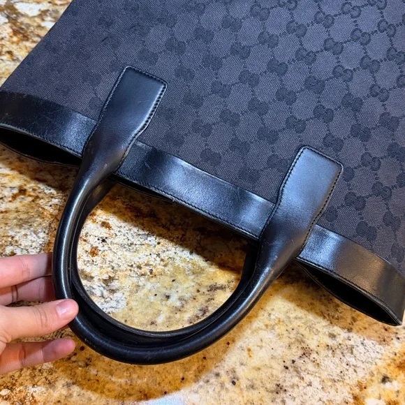 GUCCI GG Pattern Hand Tote Bag Leather canvas Black - Picture 11 of 15
